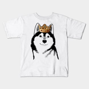 Alaskan Klee Kai Dog King Queen Wearing Crown Kids T-Shirt